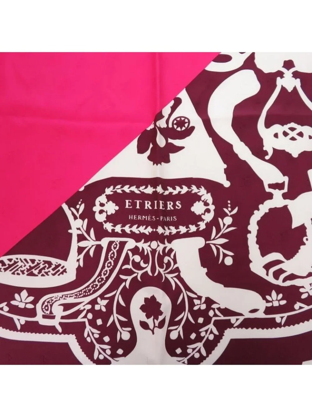 Hermes Carre 90 Cadrige Etrier Tattoo Silk Pink Scarf 0394